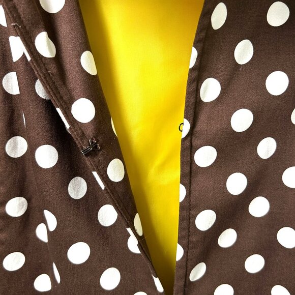 Susan Graver Sateen Jacket Size 3X Brown White Polka Dot Ruched Sleeve Pockets - Picture 4 of 16